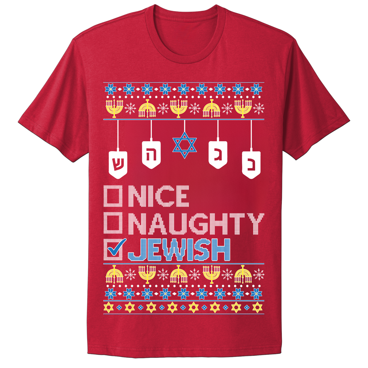 Ugly Hanukkah Tshirt Naughty Nice Jewish