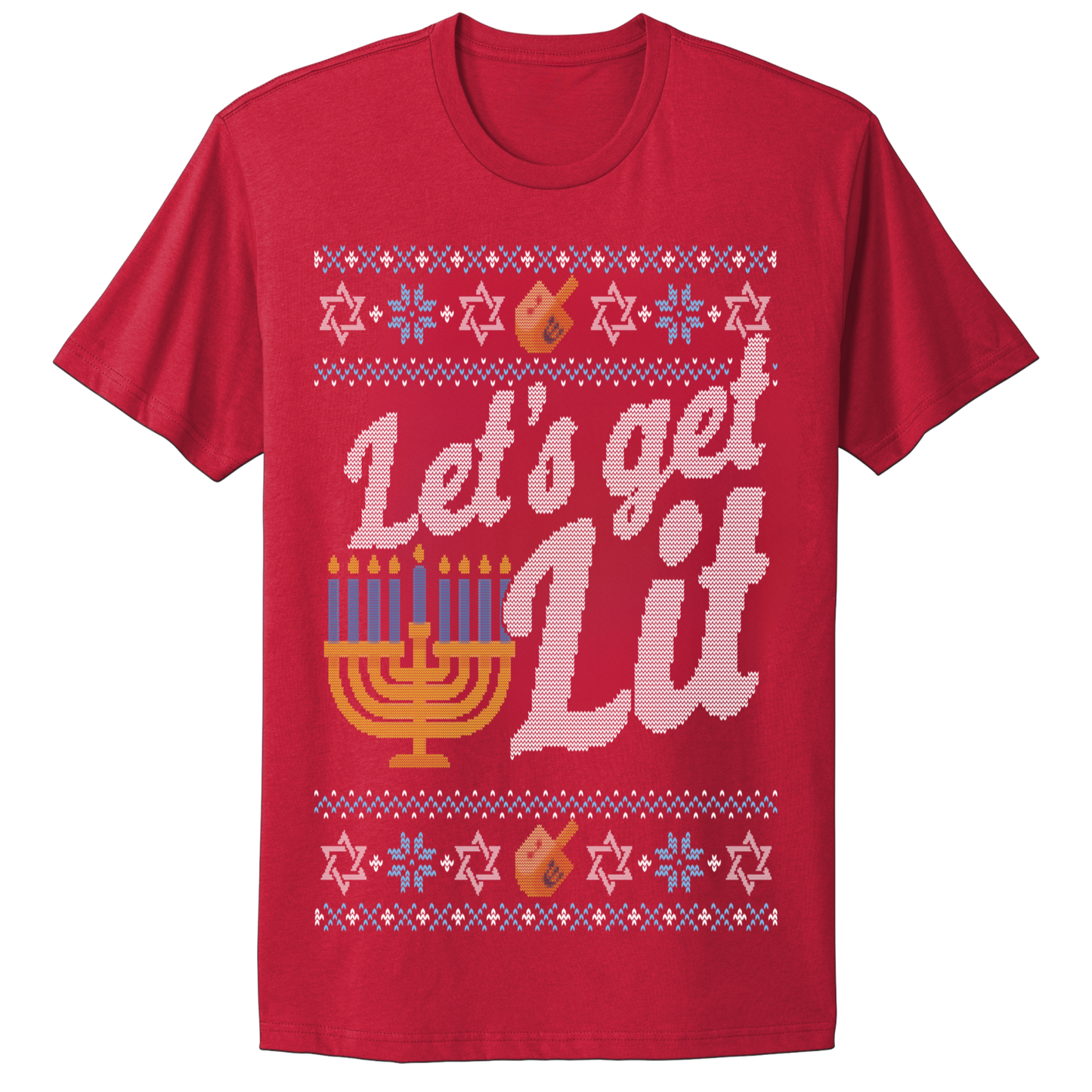Ugly Hanukkah Tshirt Let's Get Lit
