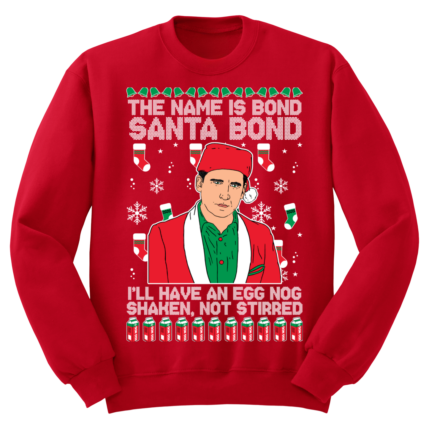 Ugly Christmas Sweater Santa Bond Egg Nog Shaken Not Stirred