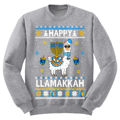 Ugly Hanukkah Sweatshirt Happy Hanukkah Llamakah