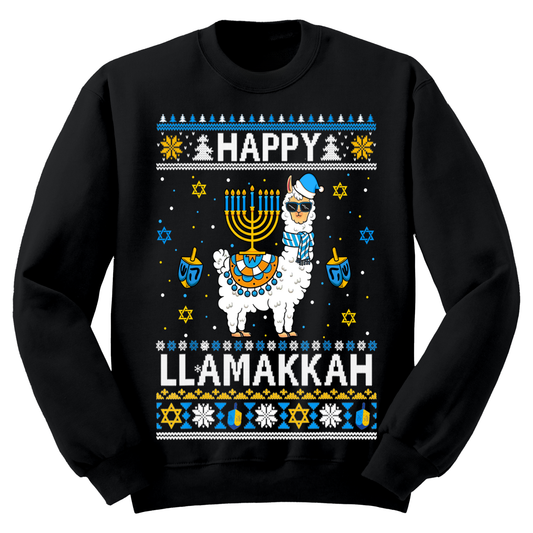 Ugly Hanukkah Sweatshirt Happy Hanukkah Llamakah