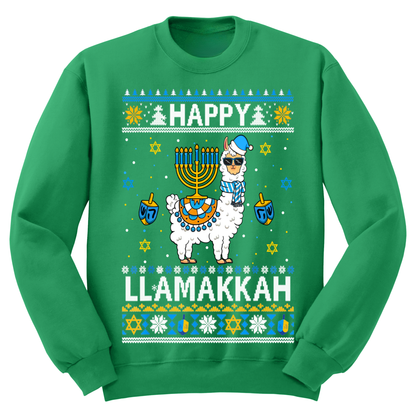 Ugly Hanukkah Sweatshirt Happy Hanukkah Llamakah
