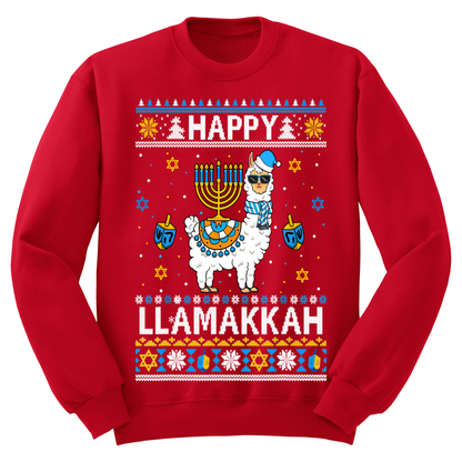 Ugly Hanukkah Sweatshirt Happy Hanukkah Llamakah