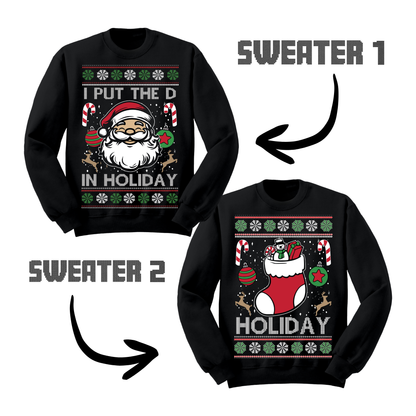 Couples Ugly Christmas Sweater I Put The D In Holiday