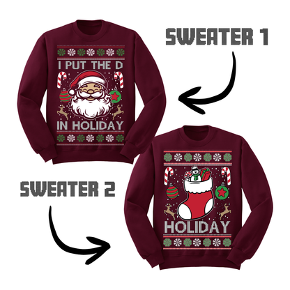 Couples Ugly Christmas Sweater I Put The D In Holiday