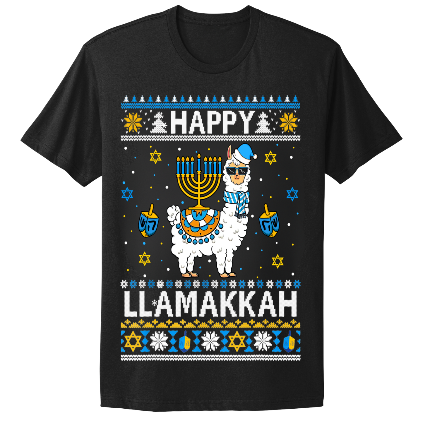 Ugly Hanukkah Tshirt Happy Llamakkah