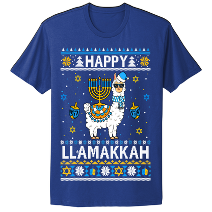 Ugly Hanukkah Tshirt Happy Llamakkah