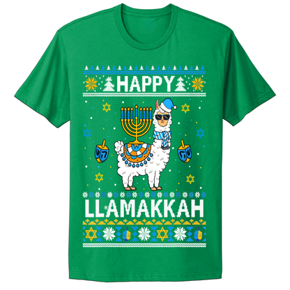 Ugly Hanukkah Tshirt Happy Llamakkah