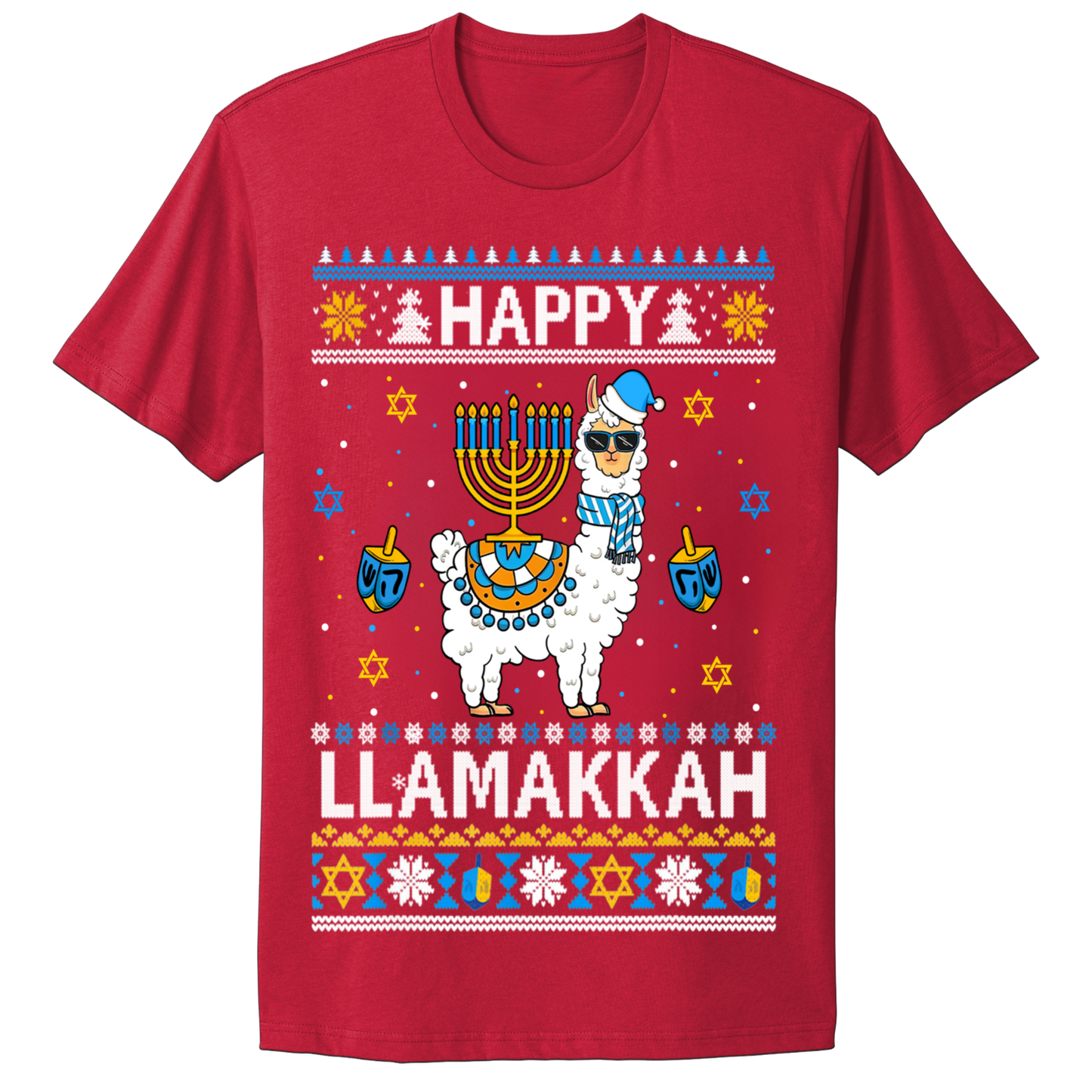 Ugly Hanukkah Tshirt Happy Llamakkah