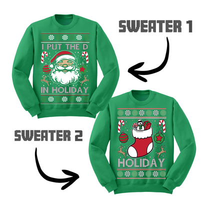 Couples Ugly Christmas Sweater I Put The D In Holiday