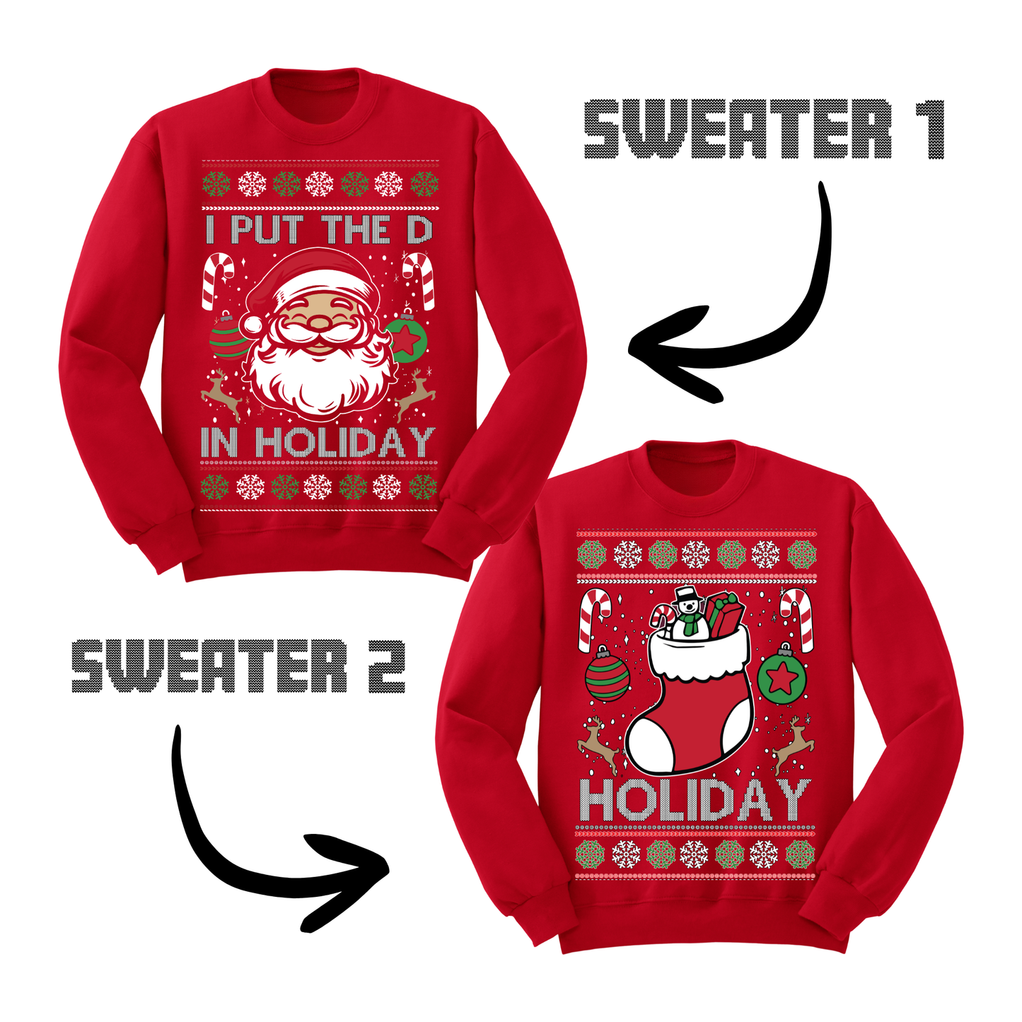 Couples Ugly Christmas Sweater I Put The D In Holiday
