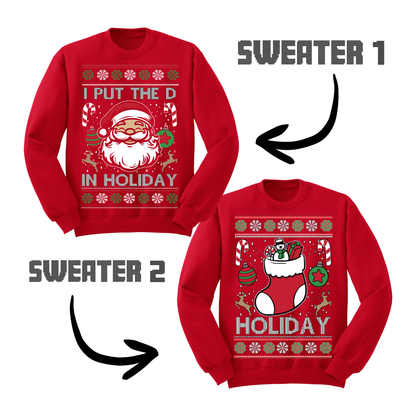 Couples Ugly Christmas Sweater I Put The D In Holiday