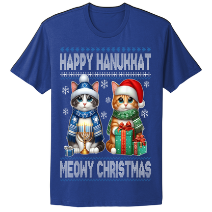 Ugly Hanukkah Tshirt Happy Hanukkah Merry Christmas Cats