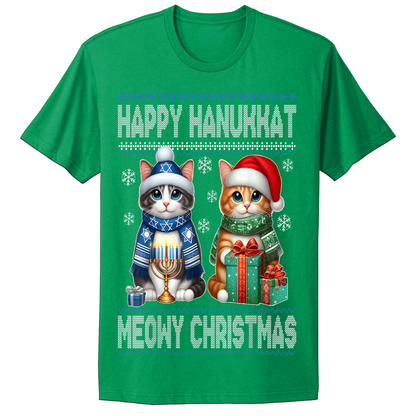 Ugly Hanukkah Tshirt Happy Hanukkah Merry Christmas Cats