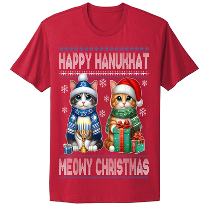 Ugly Hanukkah Tshirt Happy Hanukkah Merry Christmas Cats