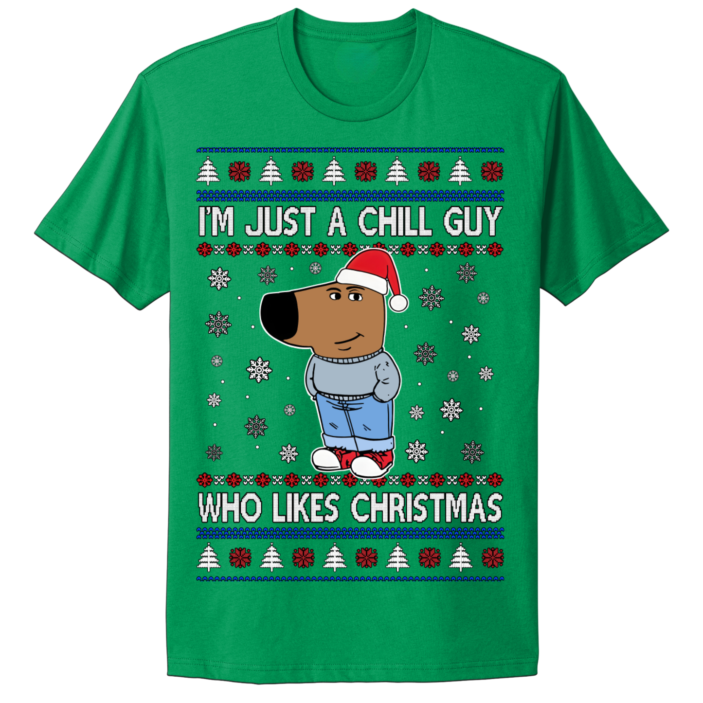 Ugly Christmas Tshirt Chill Guy Who Likes Christmas