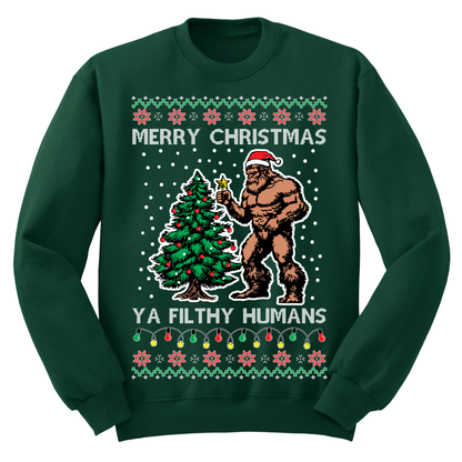 Ugly Christmas Sweater Merry Christmas Ya Filthy Humans