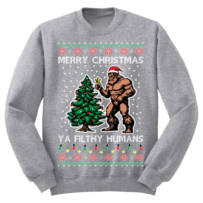 Ugly Christmas Sweater Merry Christmas Ya Filthy Humans