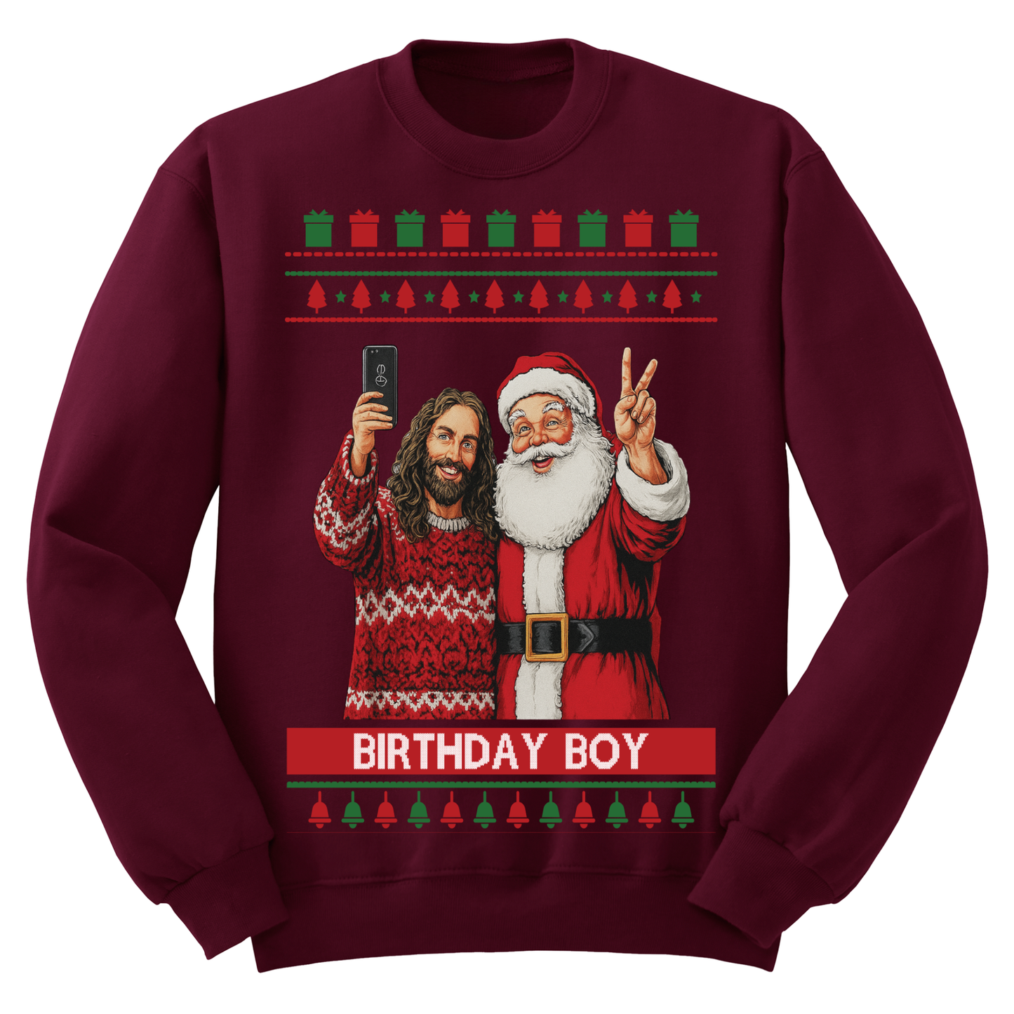 Ugly Christmas Sweater Birthday Boy Jesus Santa