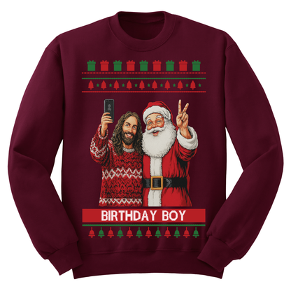 Ugly Christmas Sweater Birthday Boy Jesus Santa
