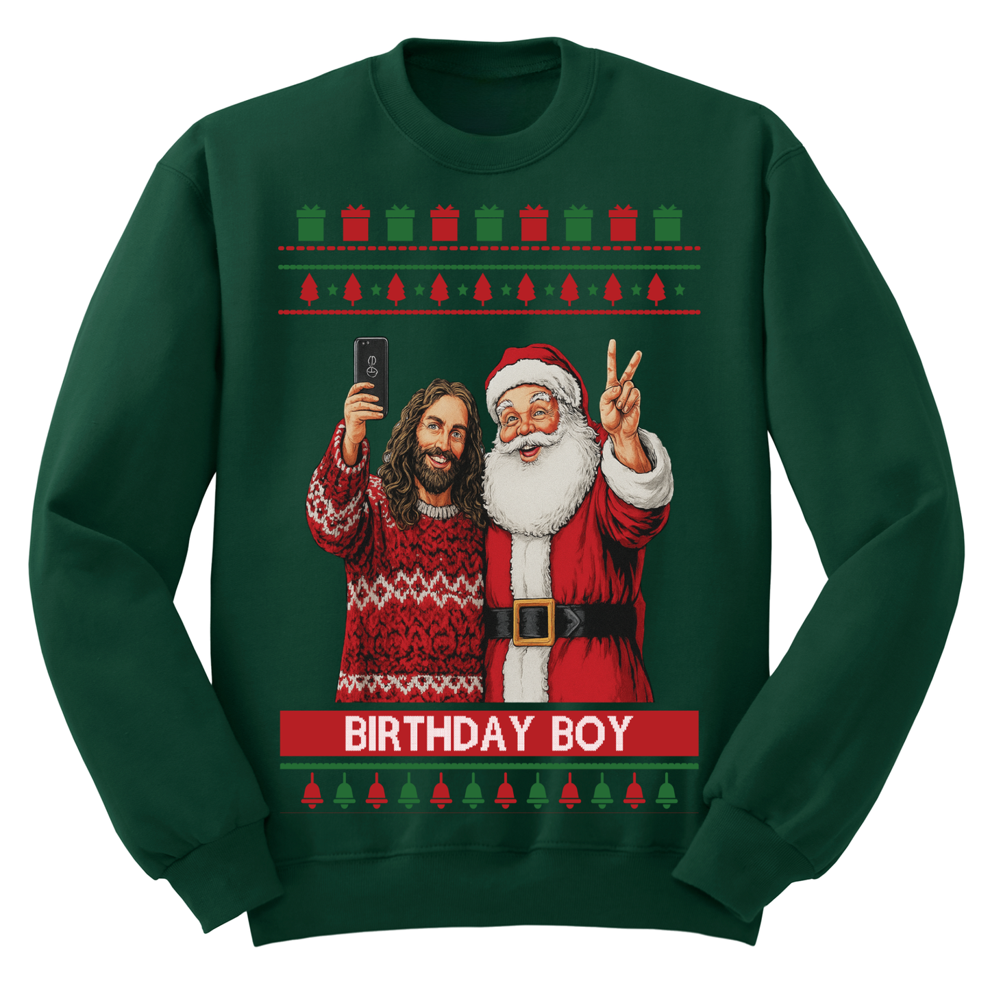 Ugly Christmas Sweater Birthday Boy Jesus Santa