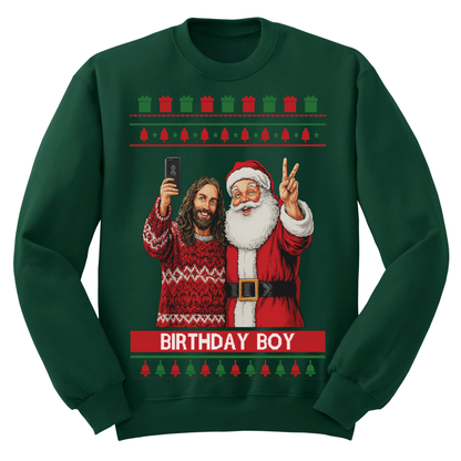 Ugly Christmas Sweater Birthday Boy Jesus Santa