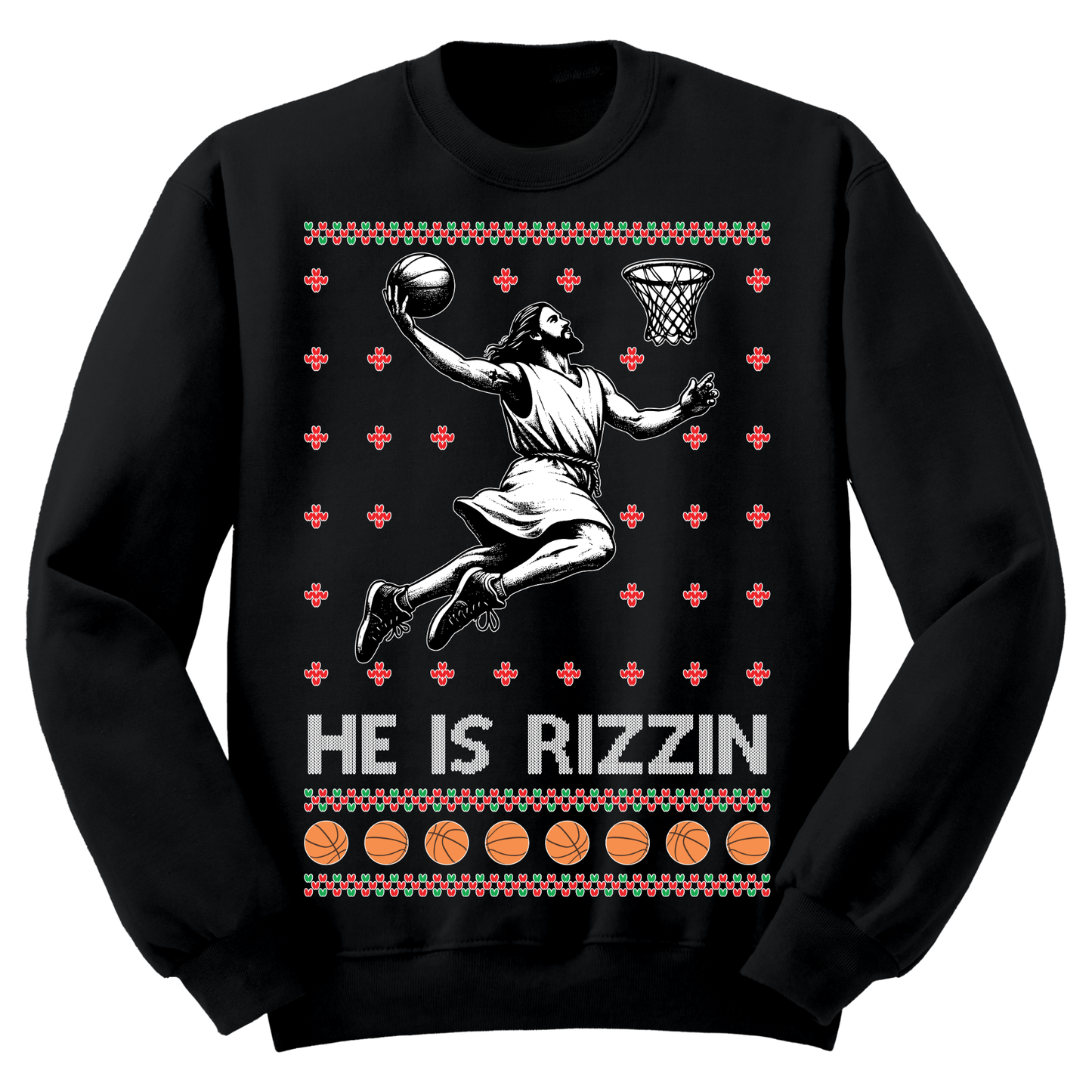 Ugly Christmas Sweater He Is Rizzen Jesus Dunk