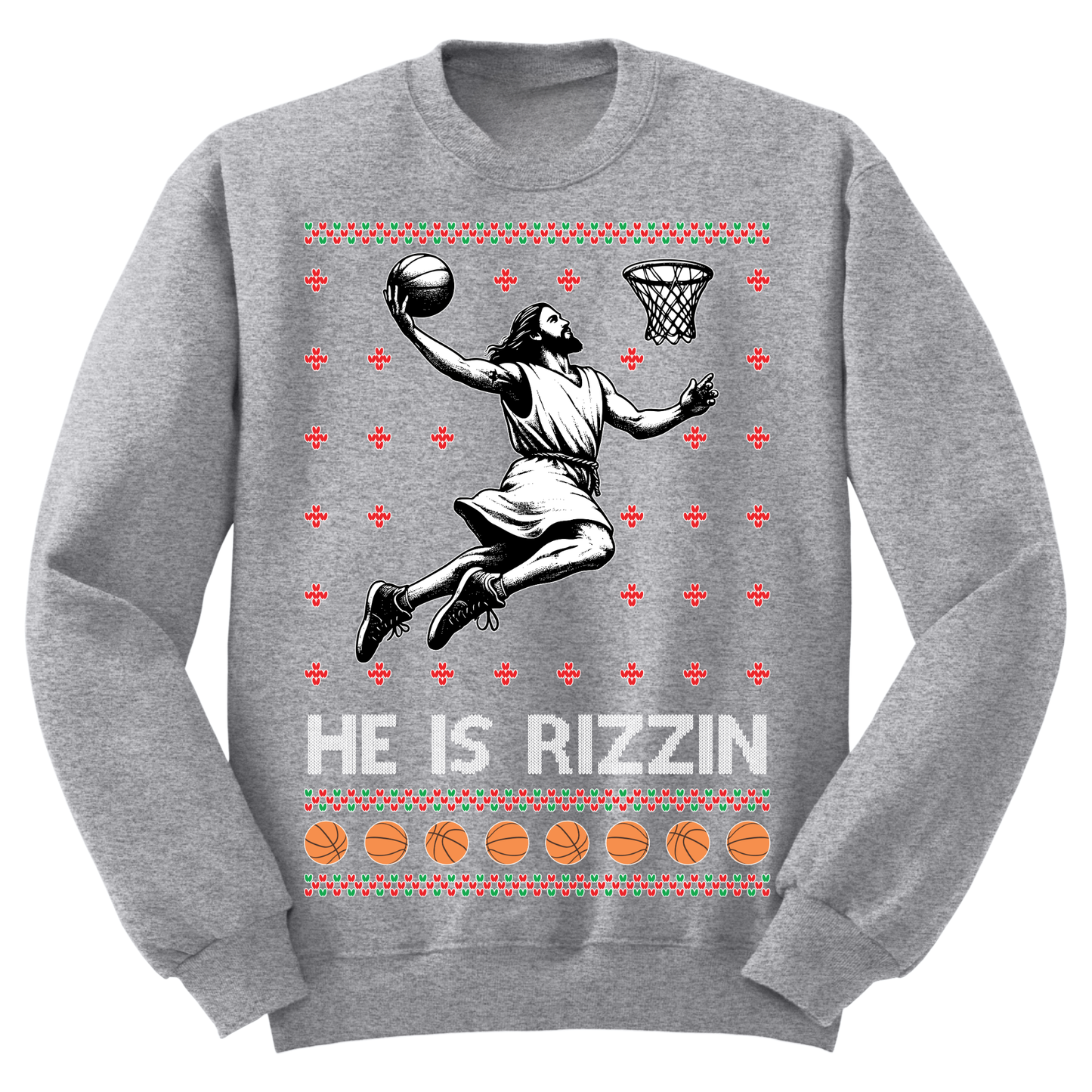 Ugly Christmas Sweater He Is Rizzen Jesus Dunk