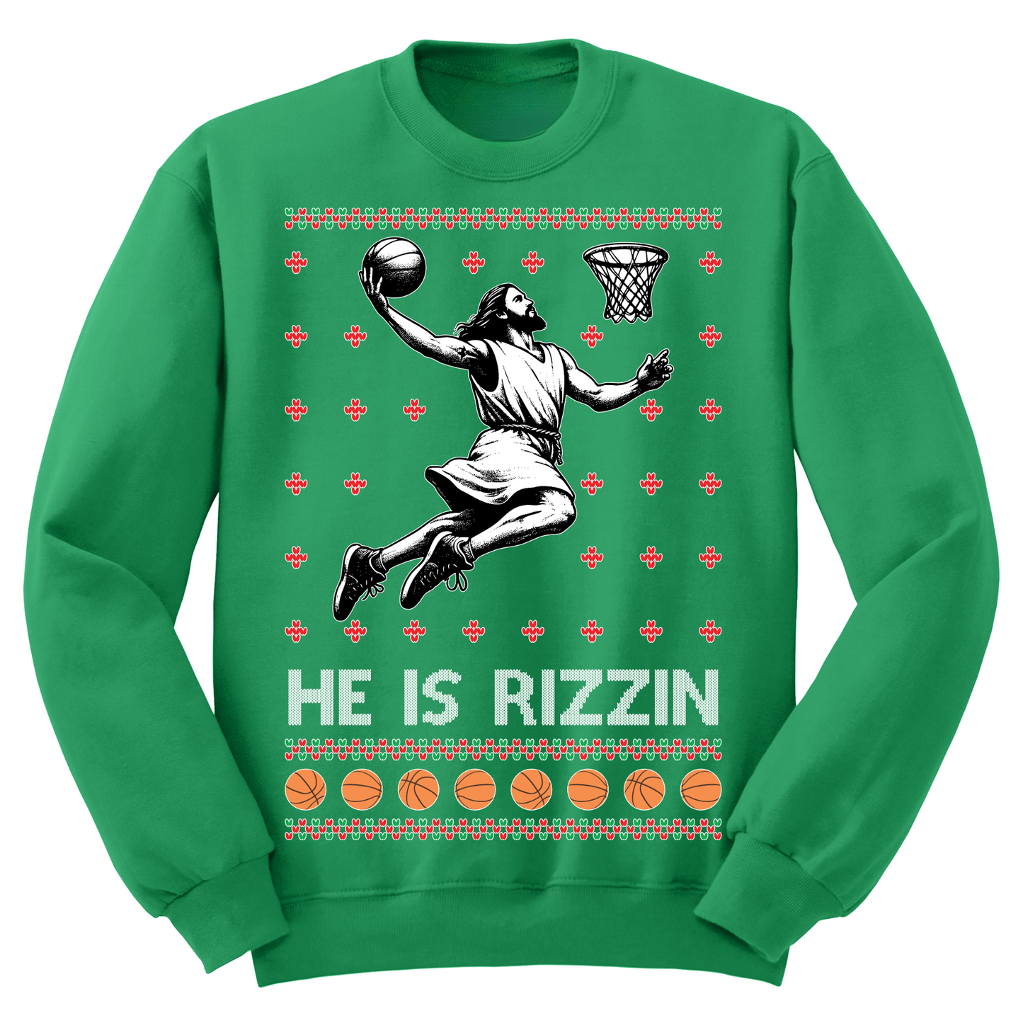 Ugly Christmas Sweater He Is Rizzen Jesus Dunk