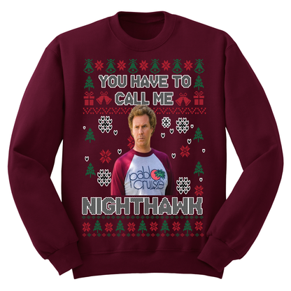 Ugly Christmas Sweater Call Me Night Hawk Step Bros
