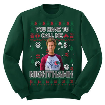 Ugly Christmas Sweater Call Me Night Hawk Step Bros