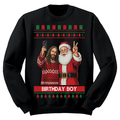 Ugly Christmas Sweater Birthday Boy Jesus Santa