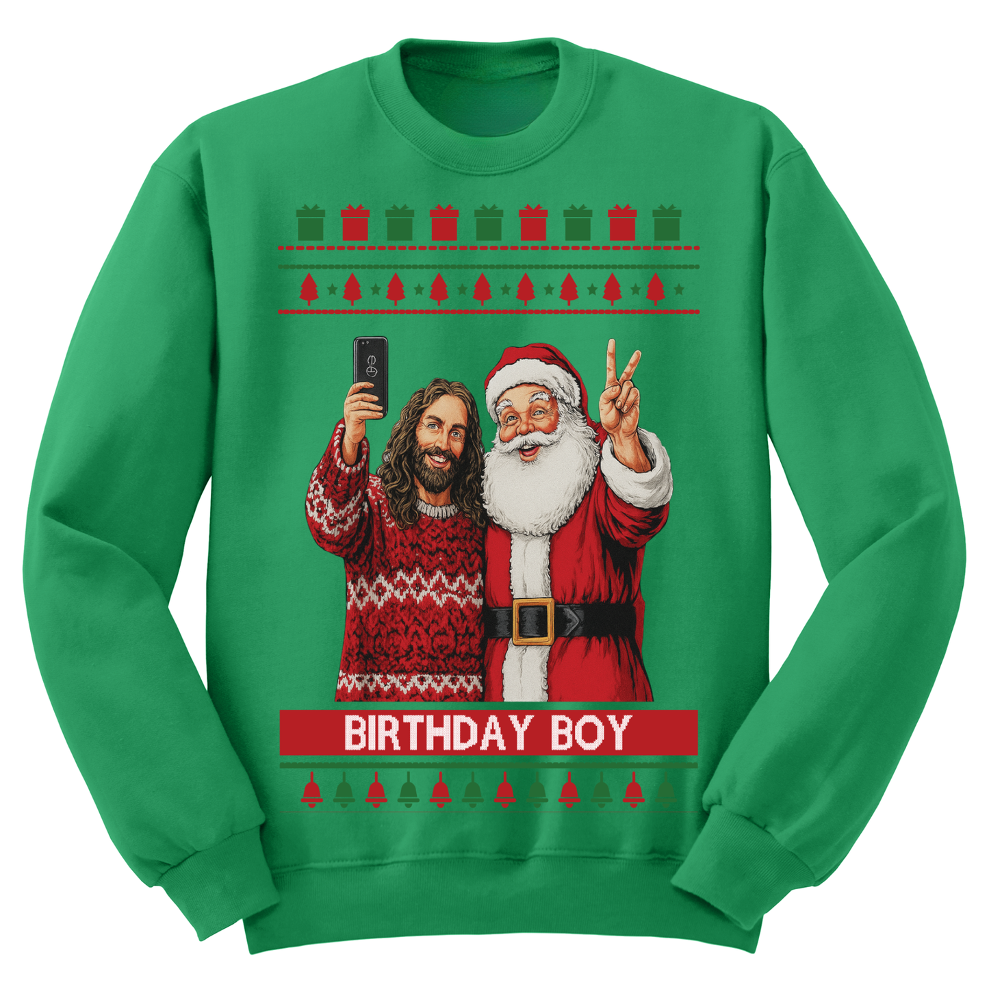 Ugly Christmas Sweater Birthday Boy Jesus Santa