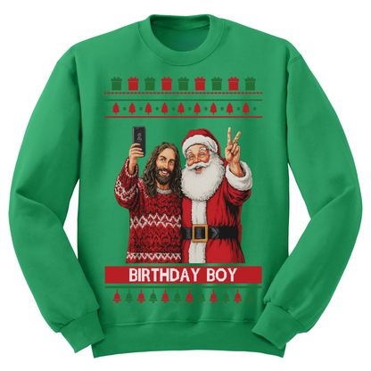 Ugly Christmas Sweater Birthday Boy Jesus Santa