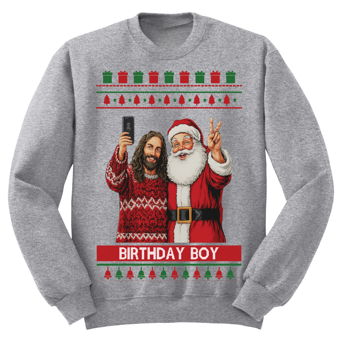 Ugly Christmas Sweater Birthday Boy Jesus Santa