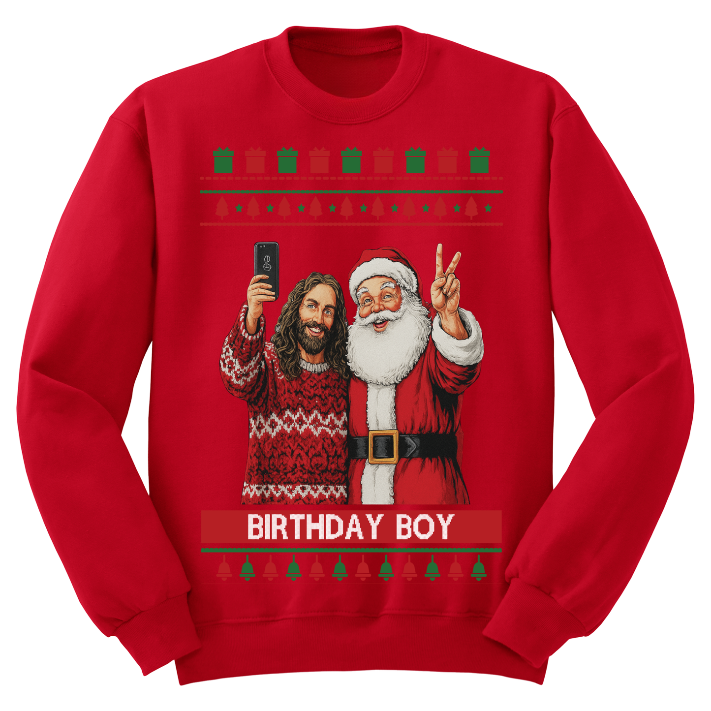 Ugly Christmas Sweater Birthday Boy Jesus Santa