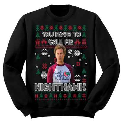 Ugly Christmas Sweater Call Me Night Hawk Step Bros