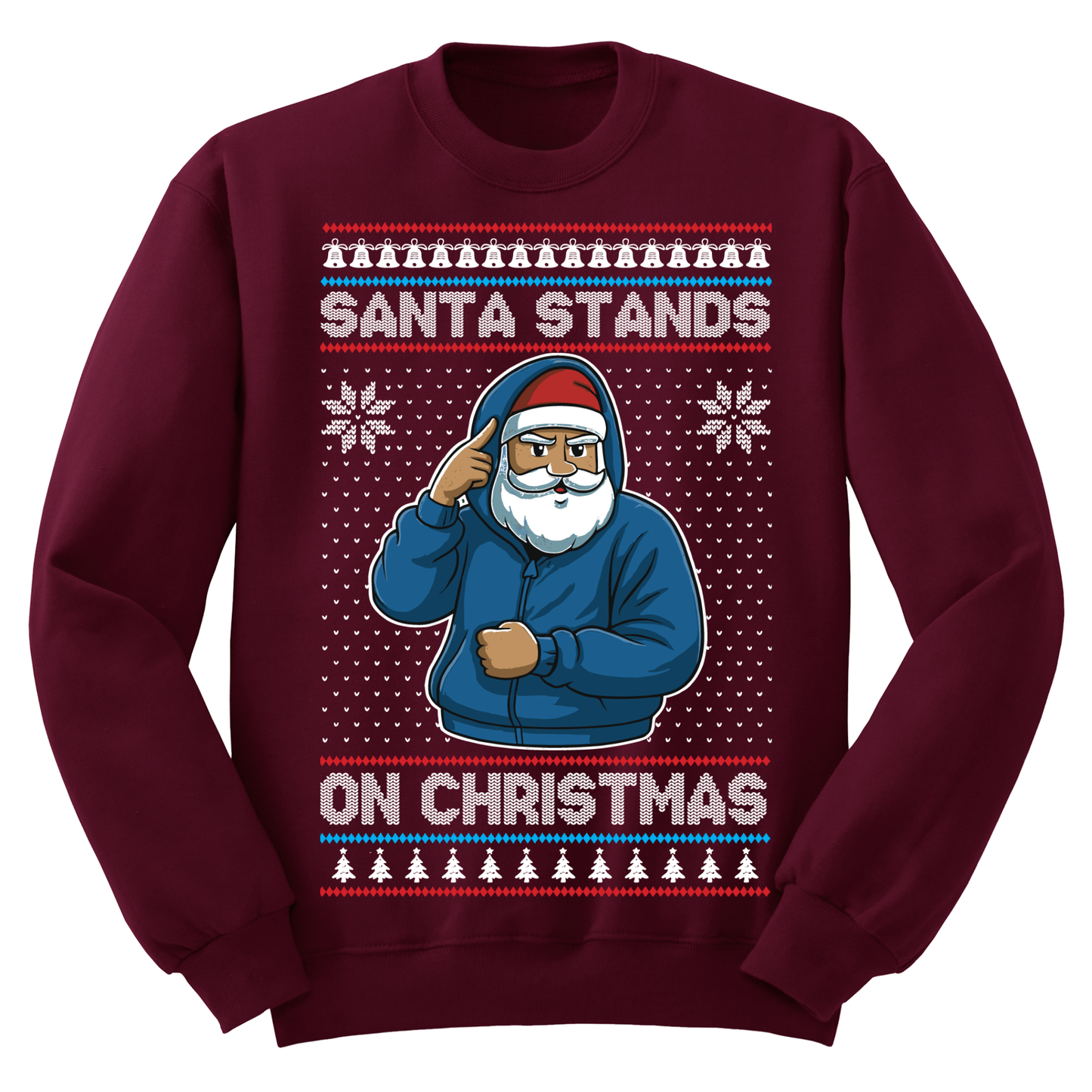 Ugly Christmas Sweater Santa Stands On Christmas