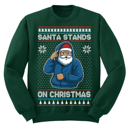 Ugly Christmas Sweater Santa Stands On Christmas