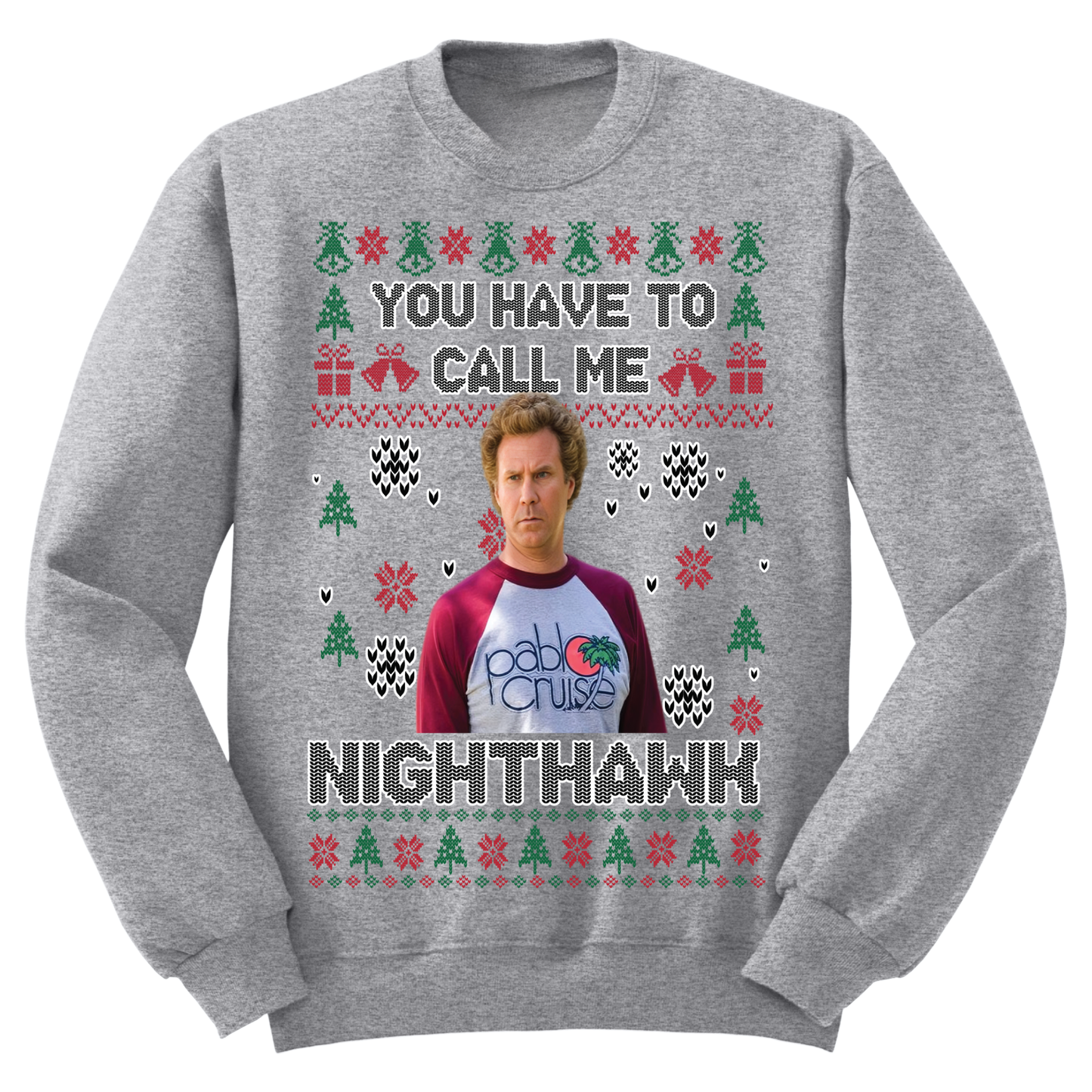 Ugly Christmas Sweater Call Me Night Hawk Step Bros