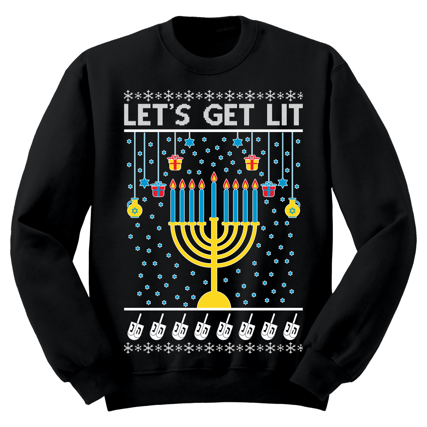 Ugly Hanukkah Sweatshirt Let's Get Lit