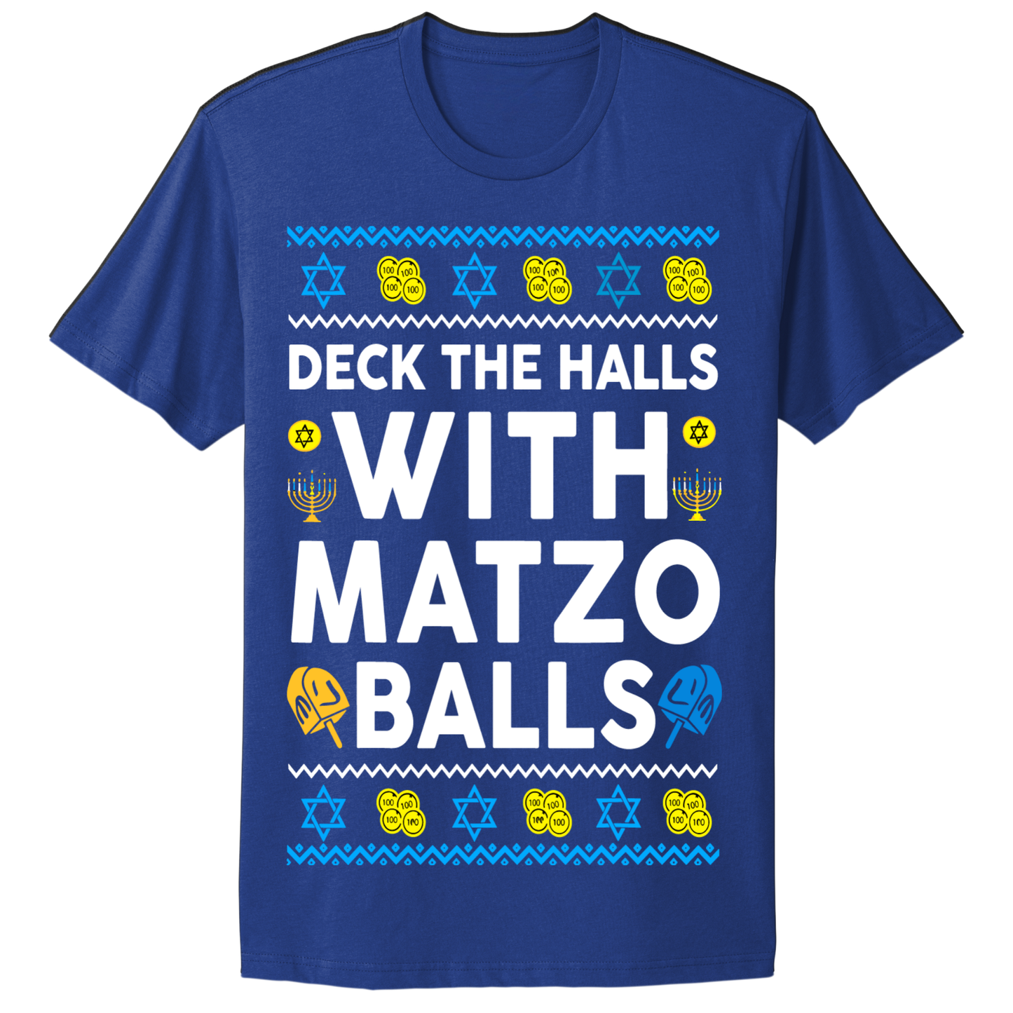 Ugly Hanukkah Tshirt Deck The Halls With Matzo Balls