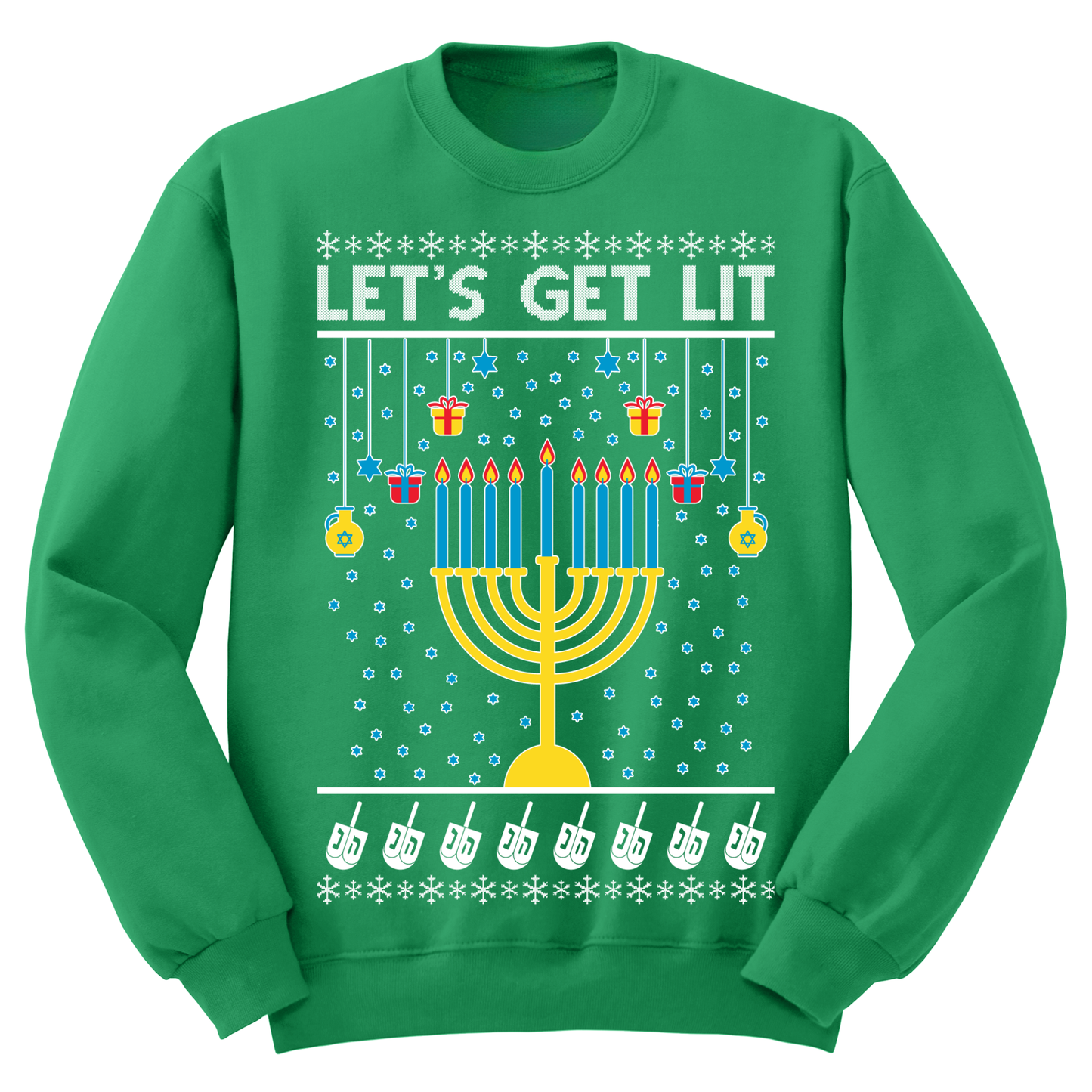 Ugly Hanukkah Sweatshirt Let's Get Lit