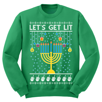 Ugly Hanukkah Sweatshirt Let's Get Lit