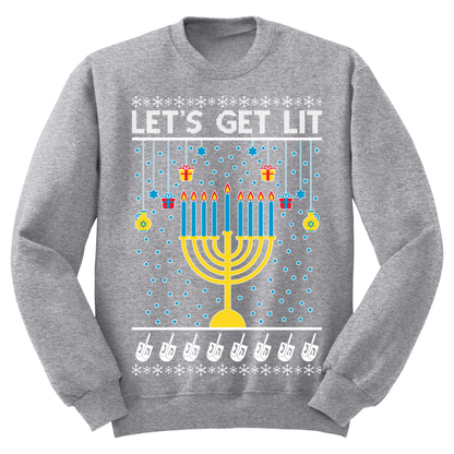 Ugly Hanukkah Sweatshirt Let's Get Lit