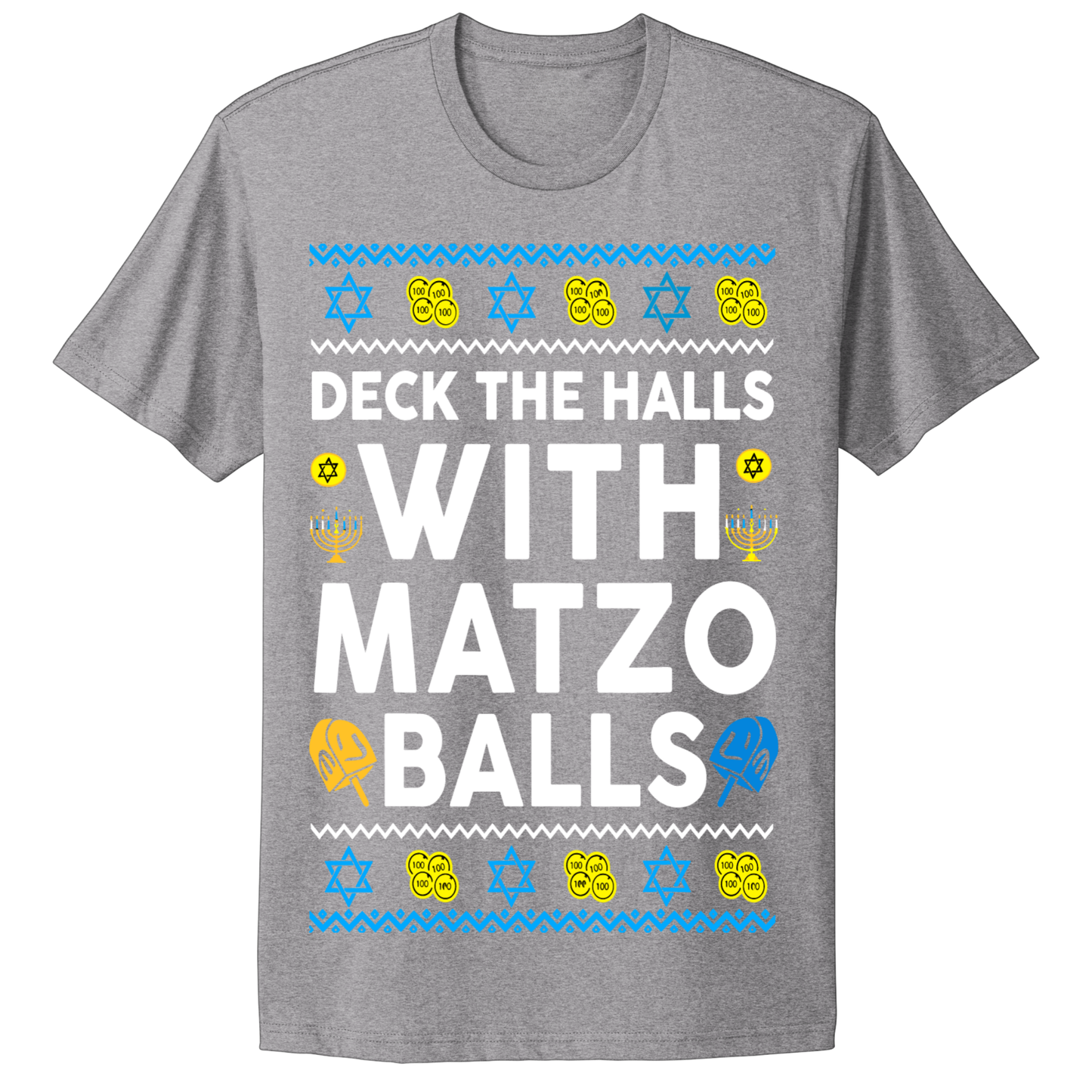 Ugly Hanukkah Tshirt Deck The Halls With Matzo Balls