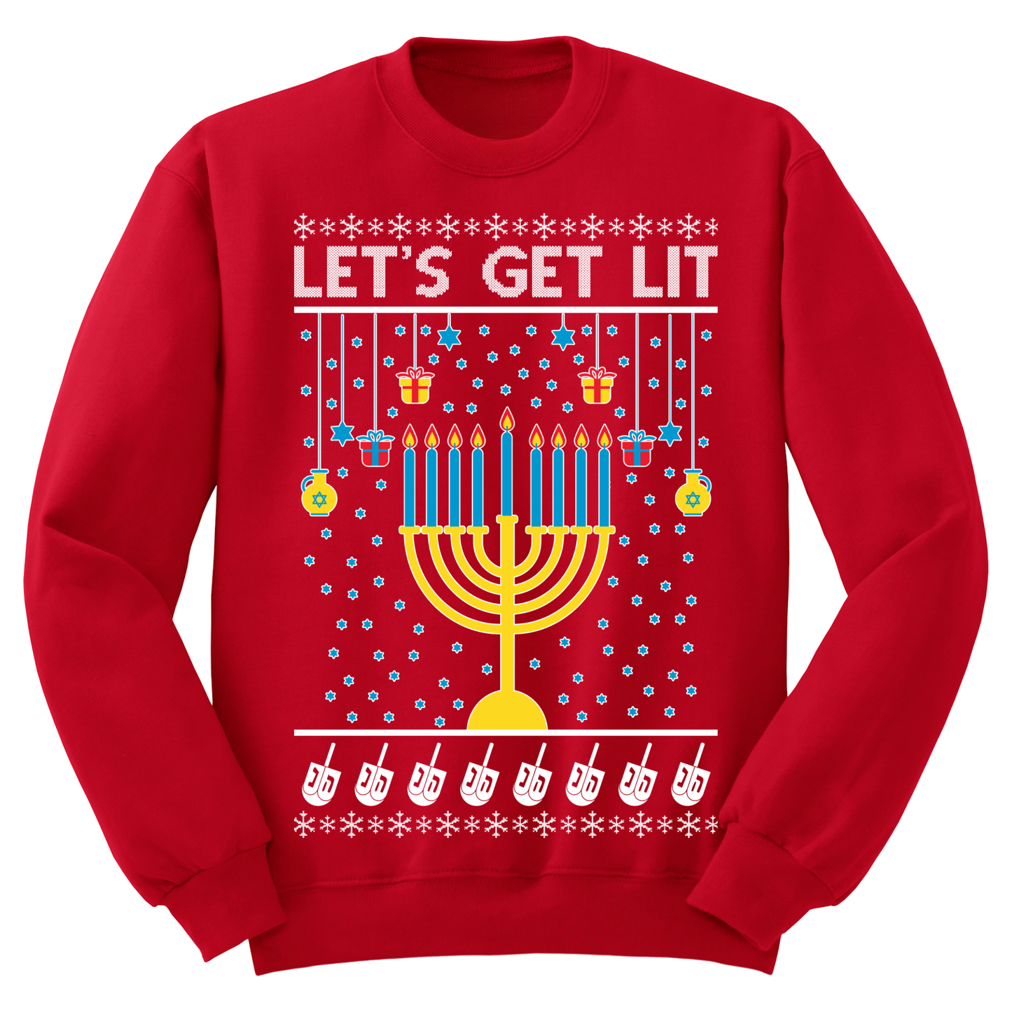 Ugly Hanukkah Sweatshirt Let's Get Lit