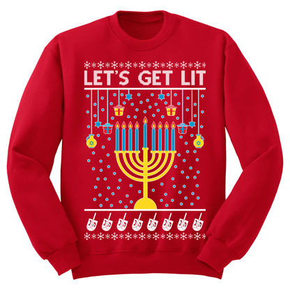 Ugly Hanukkah Sweatshirt Let's Get Lit