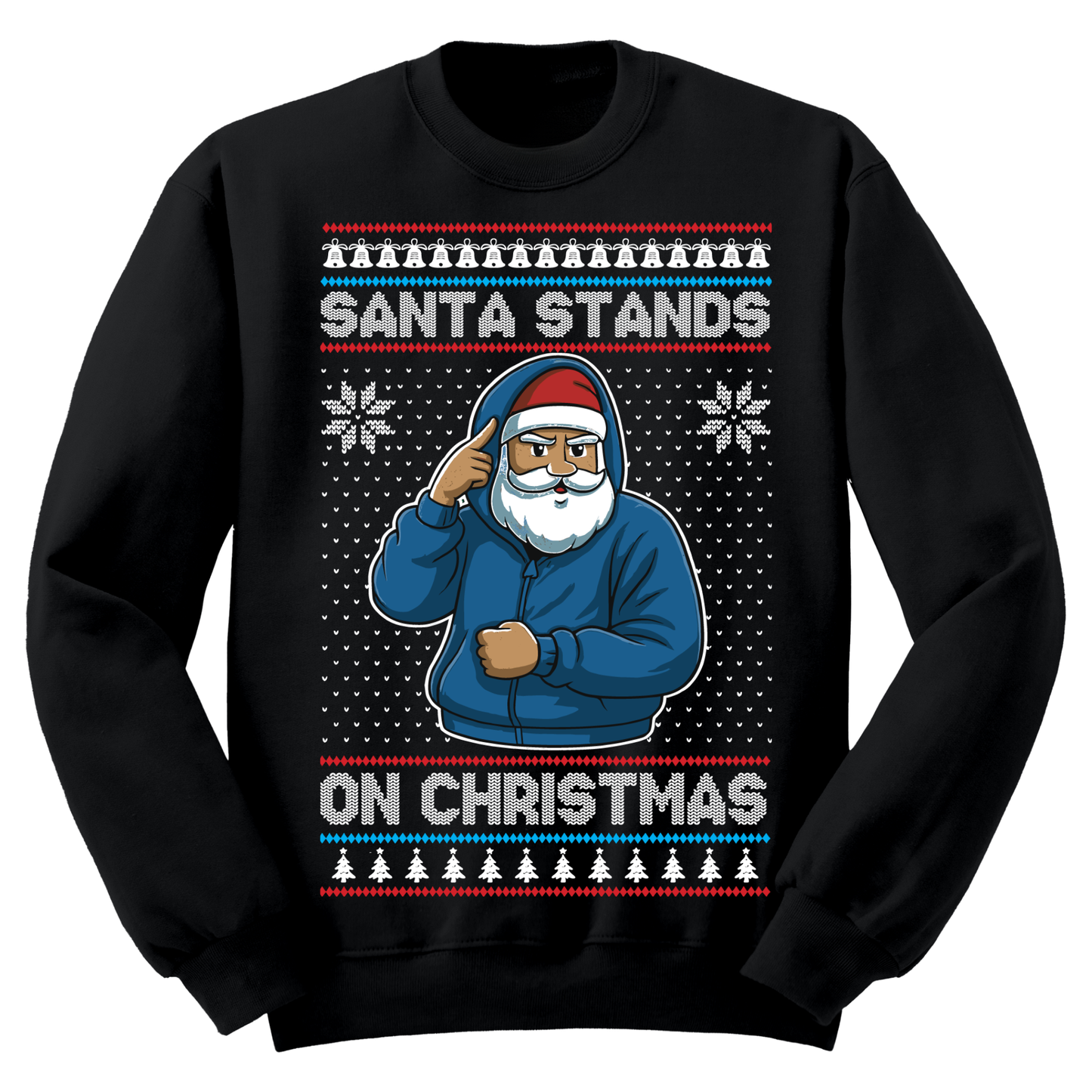 Ugly Christmas Sweater Santa Stands On Christmas