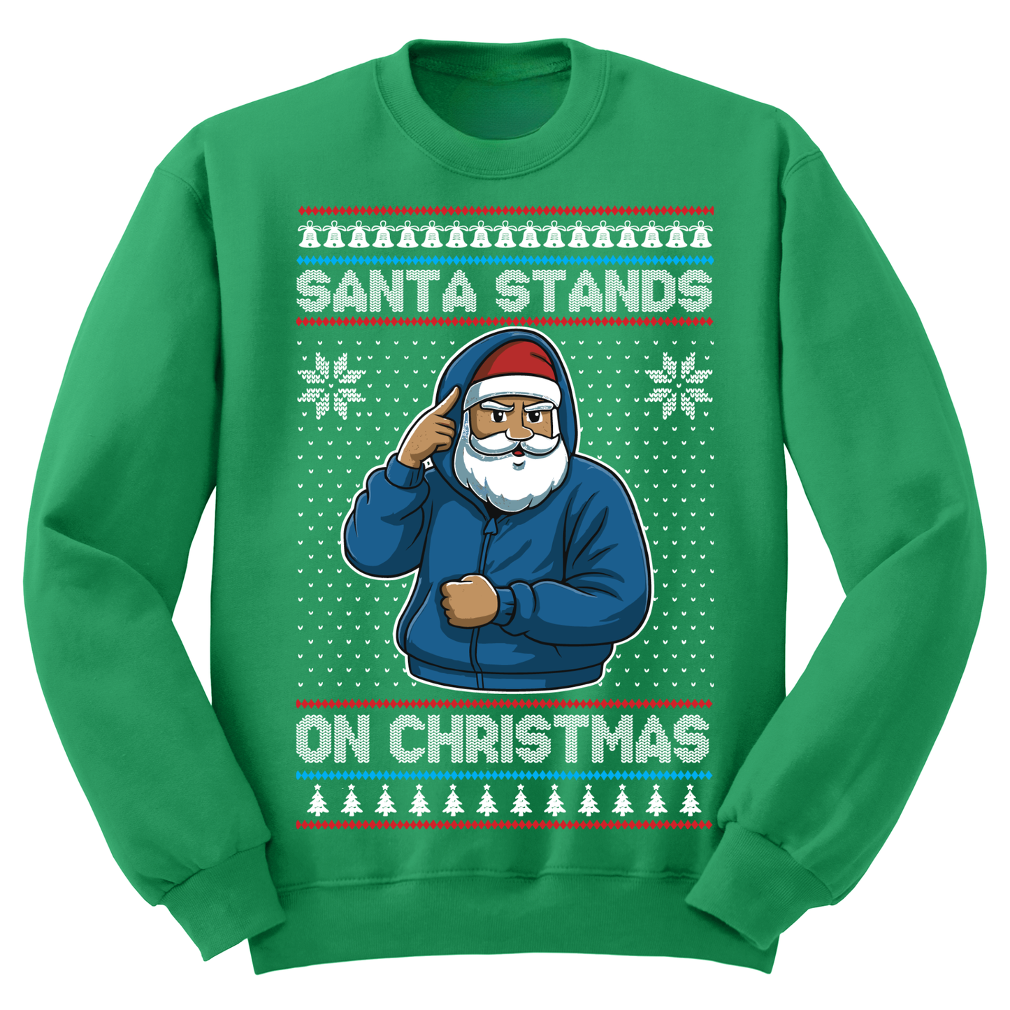 Ugly Christmas Sweater Santa Stands On Christmas